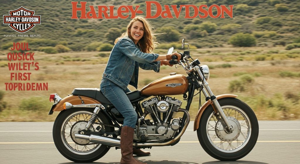 ハーレーにまたがる女性