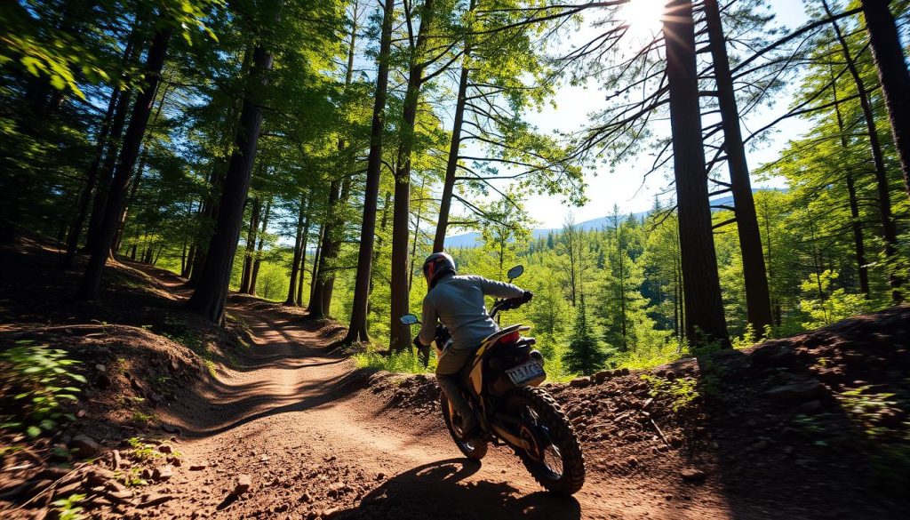 林道ツーリングを楽しむオフロードバイク 林道ツーリングを楽しむオフロードバイク