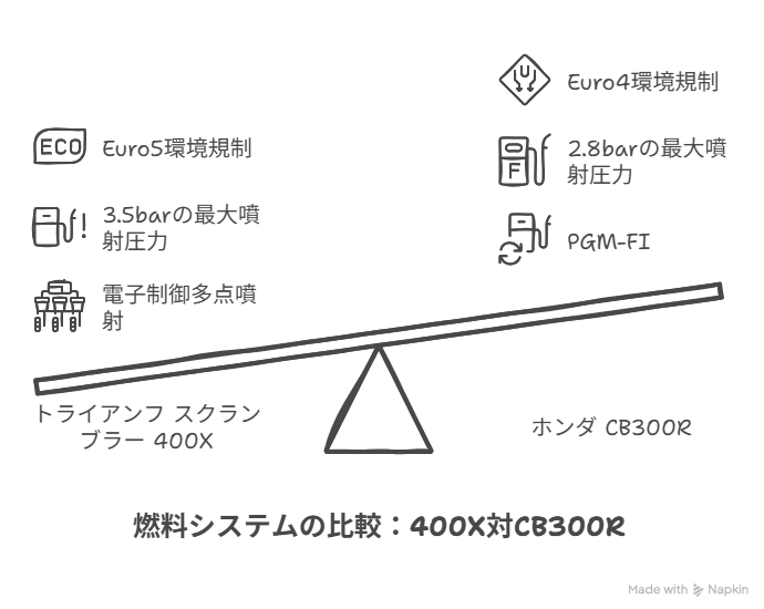 トライアンフ スクランブラー 400Xの燃料システム概要